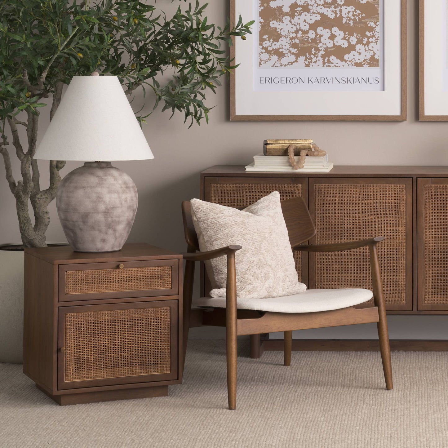 Haggen Cream Fabric Accent Chair