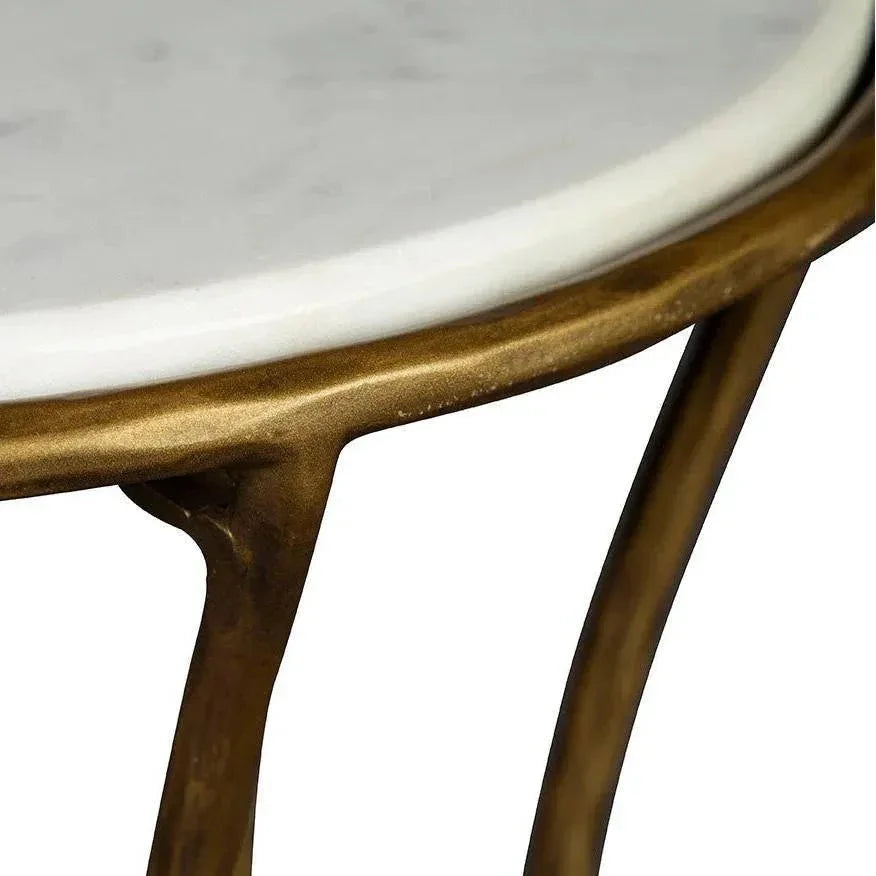 Haines Marble Topped Round Side Table - LOOMLAN - Furniture Classics - Side Tables
