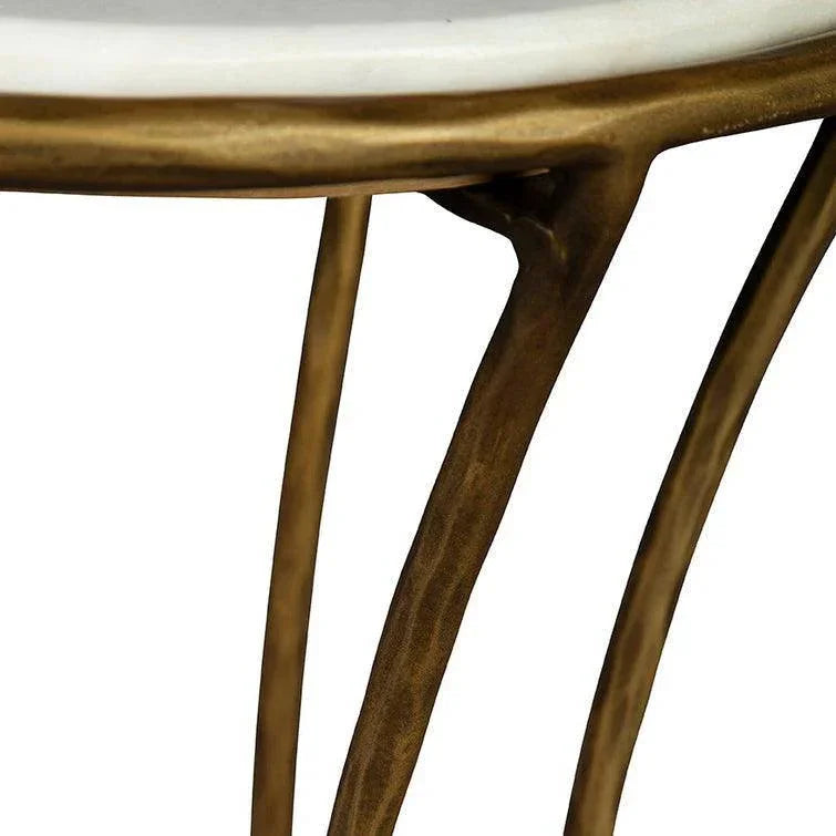 Haines Marble Topped Round Side Table - LOOMLAN - Furniture Classics - Side Tables