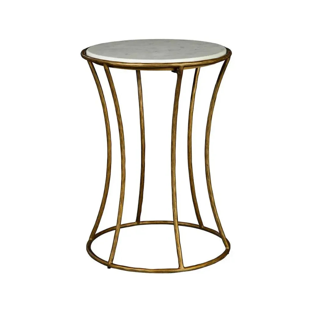 Haines Marble Topped Round Side Table - LOOMLAN - Furniture Classics - Side Tables