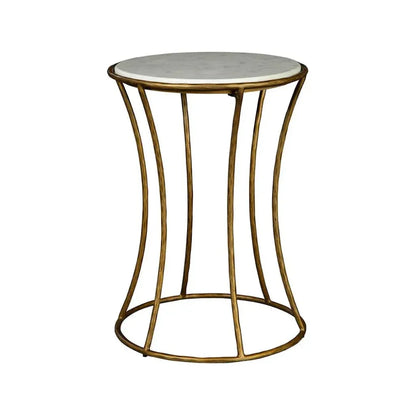 Haines Marble Topped Round Side Table - LOOMLAN - Furniture Classics - Side Tables