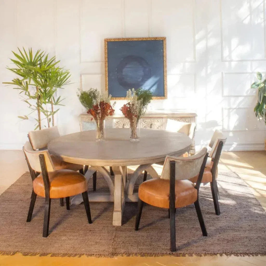 Hair on Hide & Leather Dining Chair Biscayne - LOOMLAN - Peninsula Home - Dining Chairs