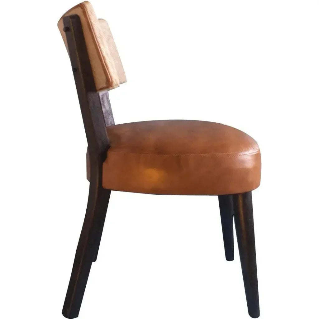 Hair on Hide & Leather Dining Chair Biscayne - LOOMLAN - Peninsula Home - Dining Chairs