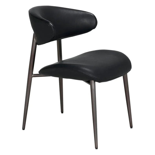 Hakone Black Leather Dining Chair - LOOMLAN - Noir - Dining Chairs
