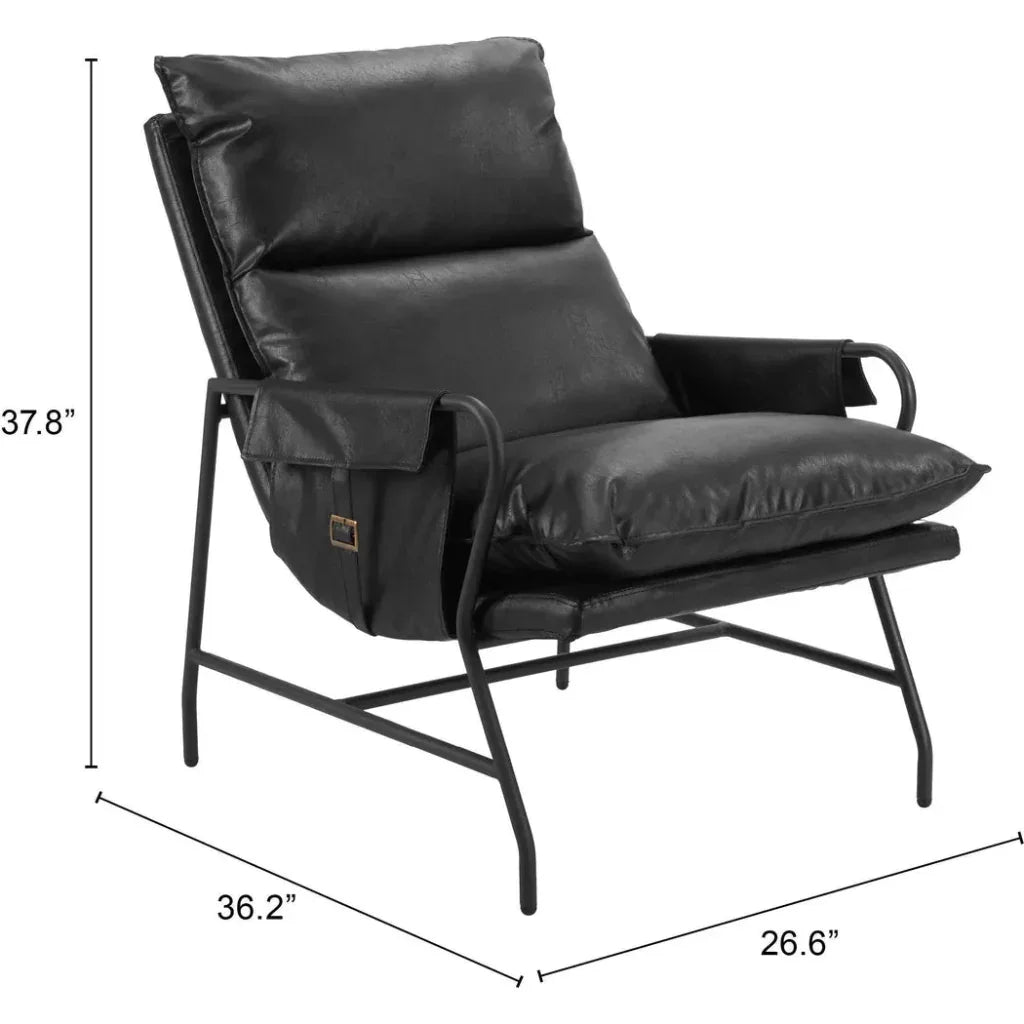 Halaus Steel Black Accent Arm Chair - LOOMLAN - Zuo Modern - Accent Chairs