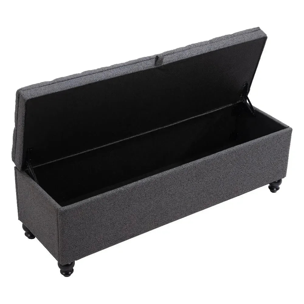 Halifax Gravel Gray Storage Bench - LOOMLAN - Zuo Modern - Bedroom Benches