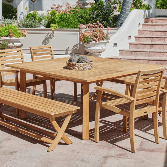Hamilton Teak Patio Square Dining Set 7PC-Outdoor Dining Sets-HiTeak-LOOMLAN
