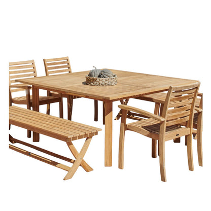 Hamilton Teak Patio Square Dining Set 7PC