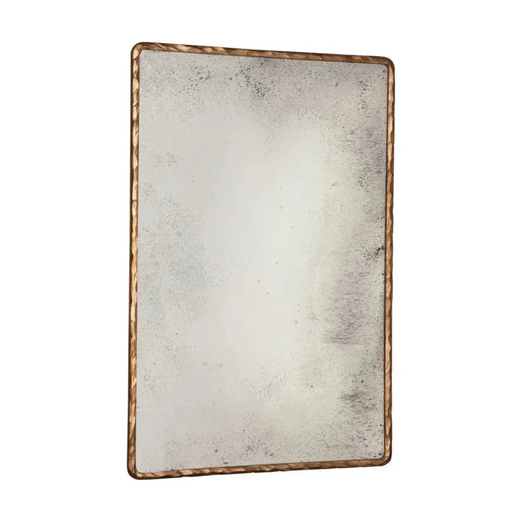 Hammered Edge Metal Framed Gold Floor Mirror-Floor Mirrors-Furniture Classics-LOOMLAN