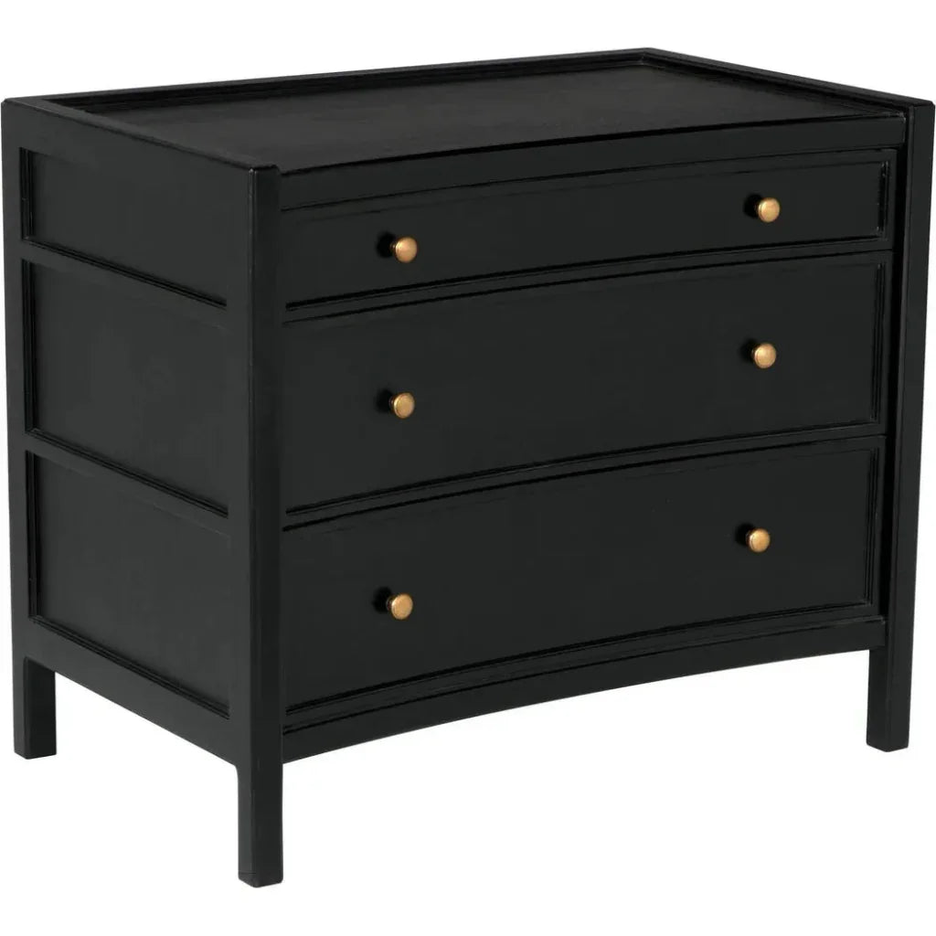 Hampton Three Drawers Wood Side Table
