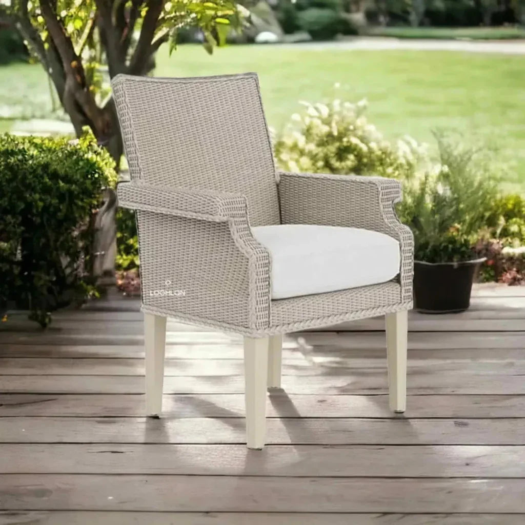 Hamptons Outdoor Furniture Wicker Dining Armchair-Outdoor Dining Chairs-Lloyd Flanders-LOOMLAN