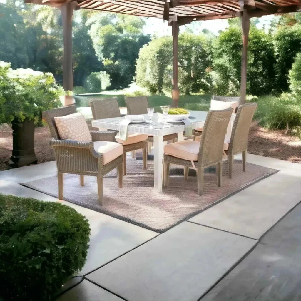Hamptons Outdoor Furniture Wicker Dining Armchair-Outdoor Dining Chairs-Lloyd Flanders-LOOMLAN