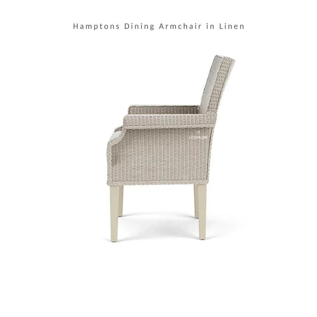 Hamptons Outdoor Furniture Wicker Dining Armchair-Outdoor Dining Chairs-Lloyd Flanders-LOOMLAN