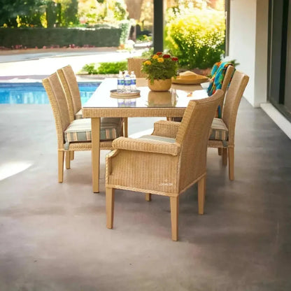 Hamptons Outdoor Furniture Wicker Dining Chair-Outdoor Dining Chairs-Lloyd Flanders-LOOMLAN