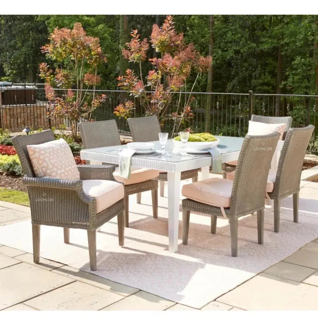 Hamptons Outdoor Furniture Wicker Dining Chair-Outdoor Dining Chairs-Lloyd Flanders-LOOMLAN
