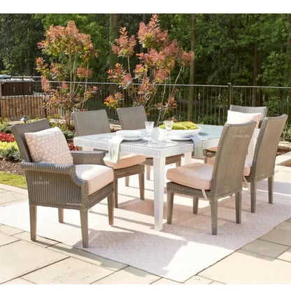 Hamptons Outdoor Furniture Wicker Dining Chair-Outdoor Dining Chairs-Lloyd Flanders-LOOMLAN