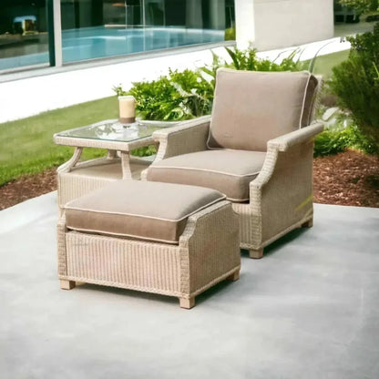 Hamptons Outdoor Furniture Wicker Large Ottoman-Outdoor Ottomans-Lloyd Flanders-LOOMLAN