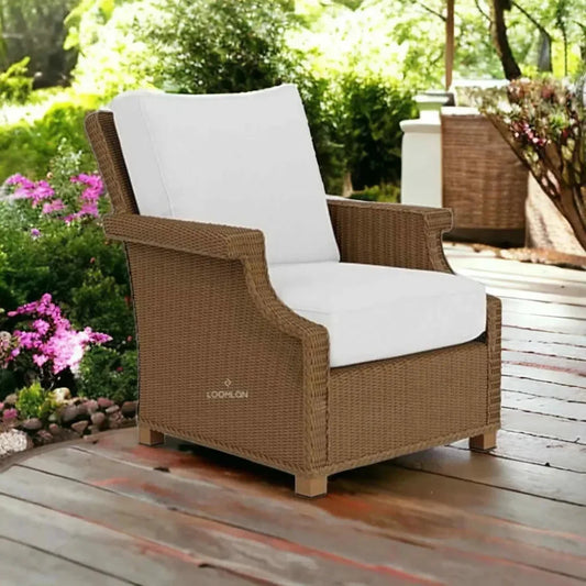 Hamptons Outdoor Furniture Wicker Lounge Chair-Outdoor Lounge Chairs-Lloyd Flanders-LOOMLAN