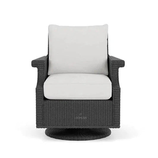 Hamptons Outdoor Wicker Swivel Rocker Lounge Chair-Outdoor Lounge Chairs-Lloyd Flanders-LOOMLAN