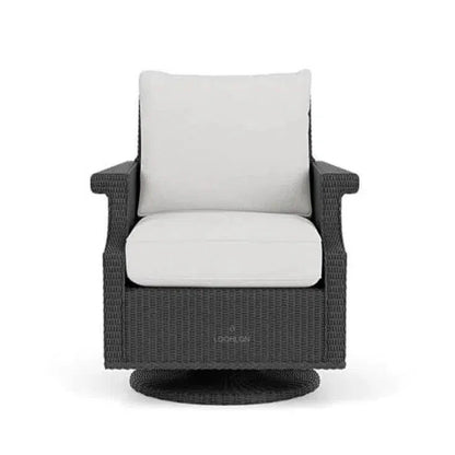 Hamptons Outdoor Wicker Swivel Rocker Lounge Chair-Outdoor Lounge Chairs-Lloyd Flanders-LOOMLAN