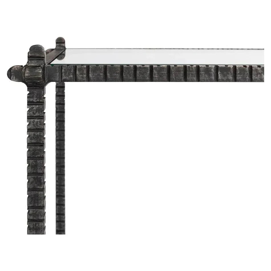 Hand Chased Iron Console Table Glass Shelf - LOOMLAN - Sarreid - Console Tables