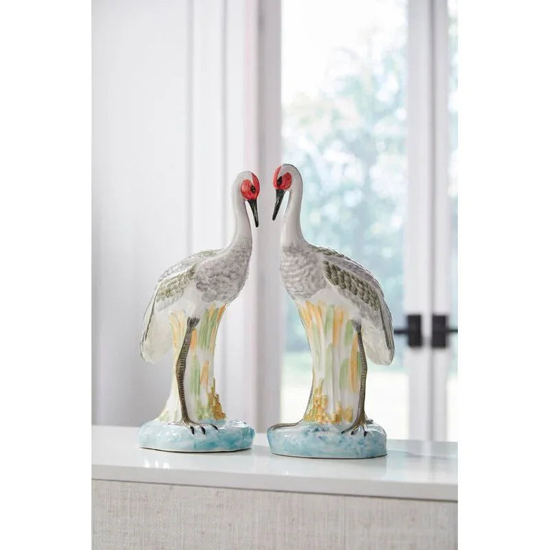 Hand Glazed Ceramic Made Chelsea Crane Sculpture (Pr) - LOOMLAN - Chelsea House - Statues & Sculptures