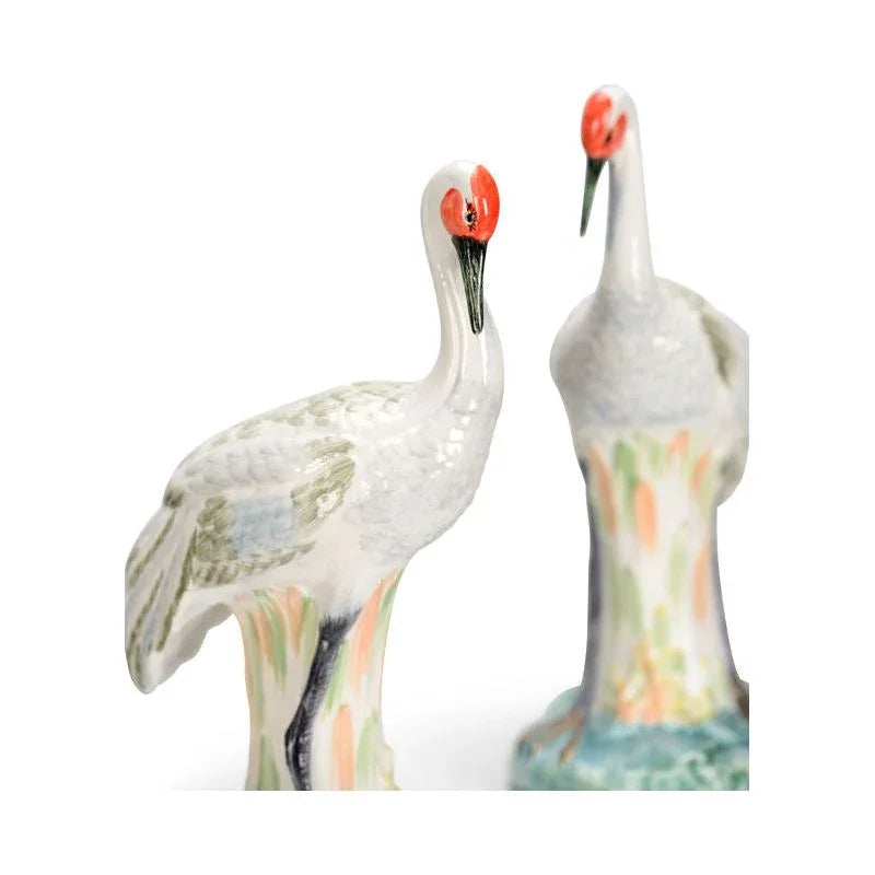 Hand Glazed Ceramic Made Chelsea Crane Sculpture (Pr) - LOOMLAN - Chelsea House - Statues & Sculptures