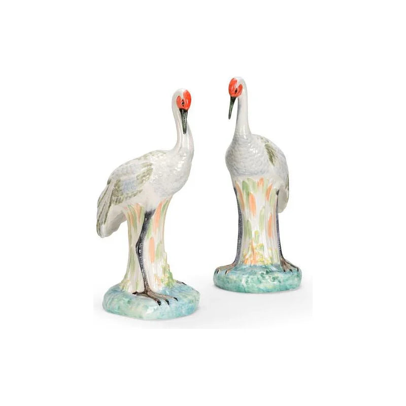 Hand Glazed Ceramic Made Chelsea Crane Sculpture (Pr) - LOOMLAN - Chelsea House - Statues & Sculptures
