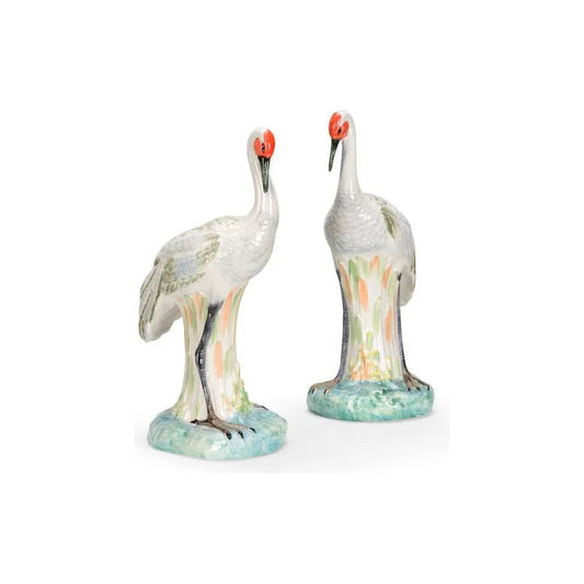 Hand Glazed Ceramic Made Chelsea Crane Sculpture (Pr) - LOOMLAN - Chelsea House - Statues & Sculptures