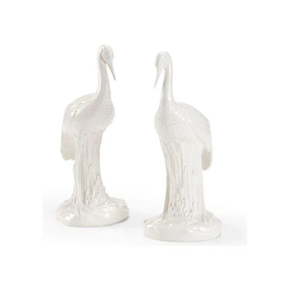 Hand Glazed Ceramic Made Heron Sculpture - LOOMLAN - Chelsea House - Statues & Sculptures
