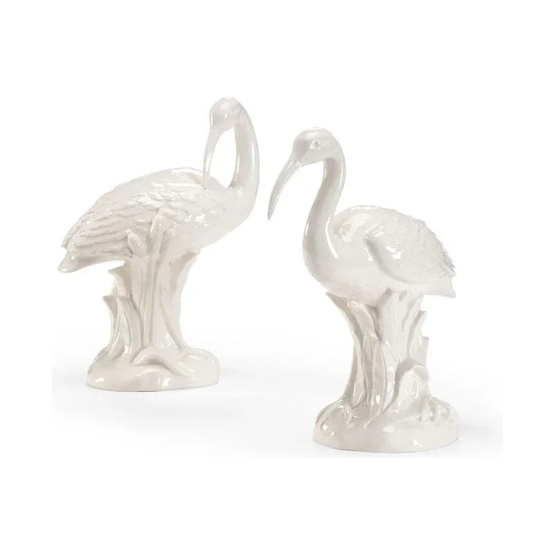 Hand Glazed Ceramic Made Ibis Pair Sculpture - LOOMLAN - Chelsea House - Statues & Sculptures