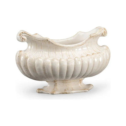 Hand Glazed Italian Ceramic Made Oval Pot - LOOMLAN - Chelsea House - Planters