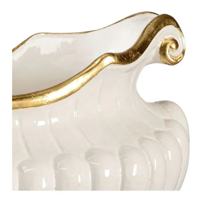 Hand Glazed Italian Ceramic Made Oval Pot - LOOMLAN - Chelsea House - Planters