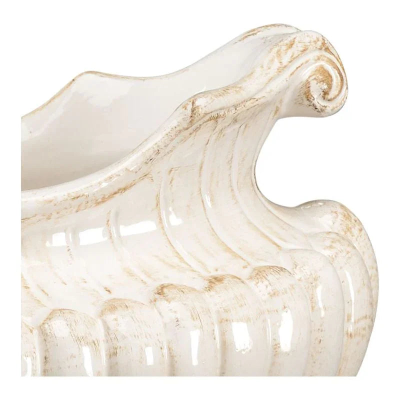 Hand Glazed Italian Ceramic Made Oval Pot - LOOMLAN - Chelsea House - Planters