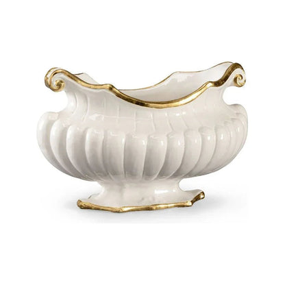 Hand Glazed Italian Ceramic Made Oval Pot - LOOMLAN - Chelsea House - Planters