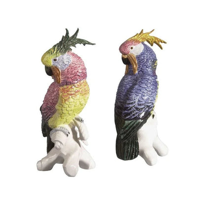 Hand Painted Ceramic Made Cockatoo Sculpture (Pr) - LOOMLAN - Chelsea House - Statues & Sculptures