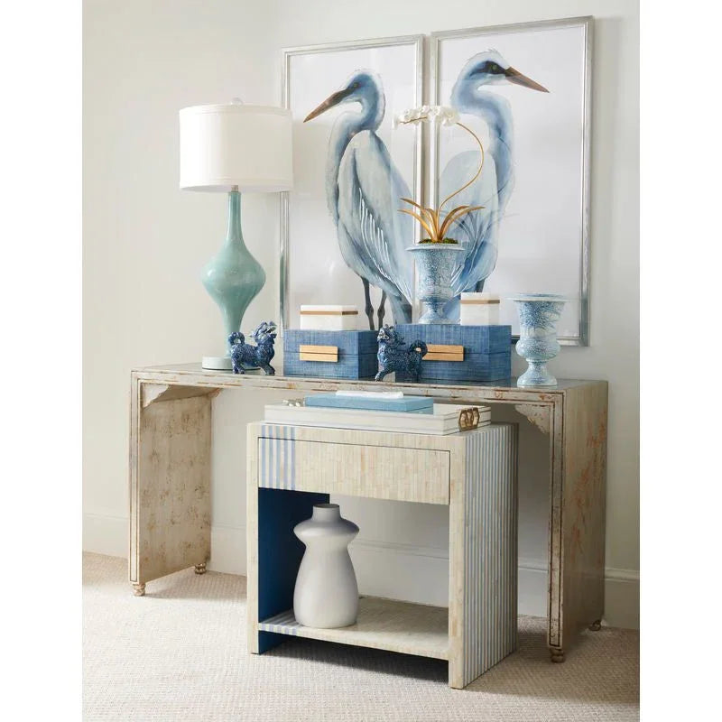 Hand Painted Cherry Blossom Design Console Table - LOOMLAN - Chelsea House - Console Tables