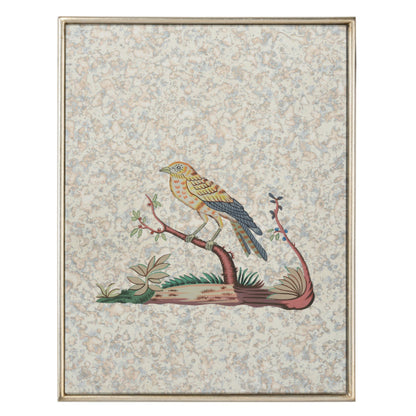 Hand-painted Antiqued Mirrored Bird Canvas Art