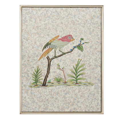 Hand-painted Antiqued Mirrored Bird Canvas Art