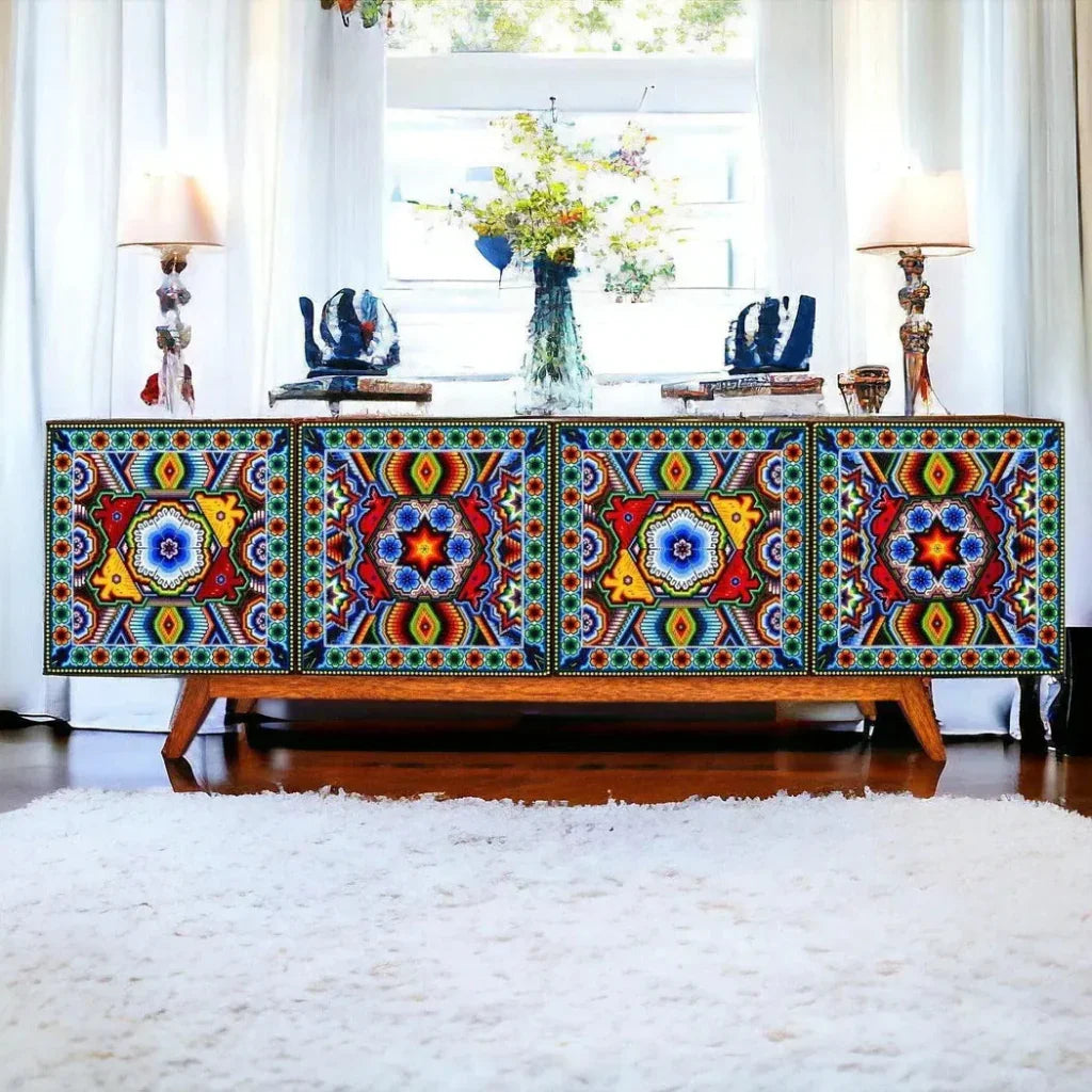 Handmade Unique Beaded Cabinet Deer - LOOMLAN - Victor Betancourt - Sideboards