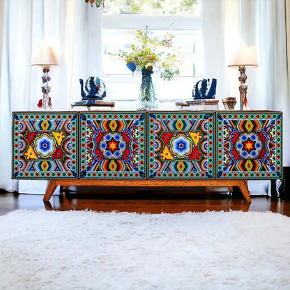 Handmade Unique Beaded Cabinet Deer - LOOMLAN - Victor Betancourt - Sideboards