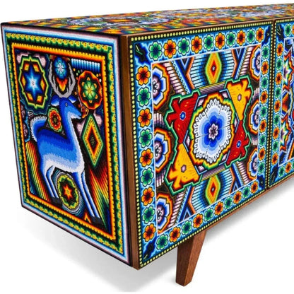 Handmade Unique Beaded Cabinet Deer - LOOMLAN - Victor Betancourt - Sideboards