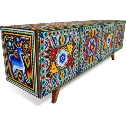 Handmade Unique Beaded Cabinet Deer - LOOMLAN - Victor Betancourt - Sideboards