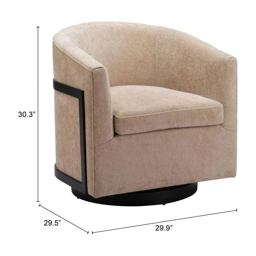 Hanko Golden Beige Swivel Chair - LOOMLAN - Zuo Modern - Club Chairs