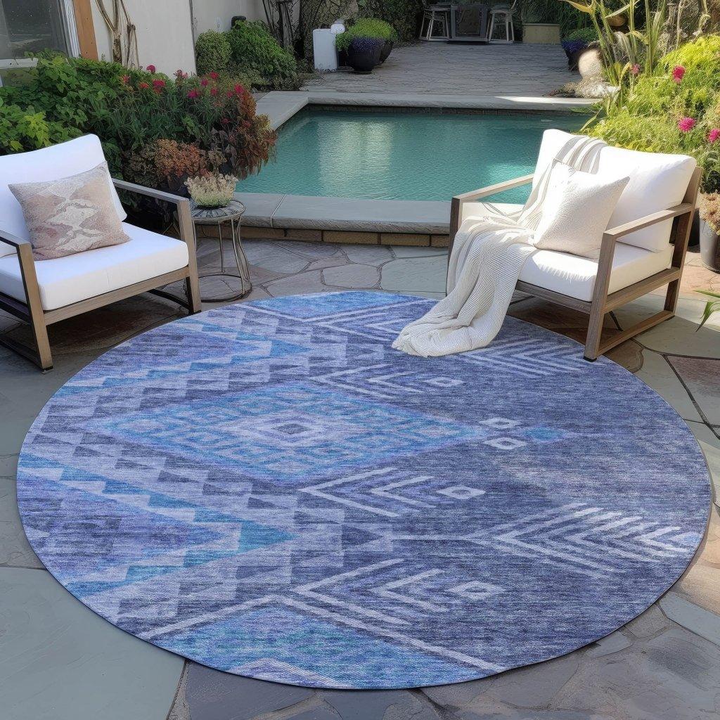 Harmony Blue Washable Indoor-Outdoor Rug-Outdoor Rugs-LOOMLAN Rugs-LOOMLAN