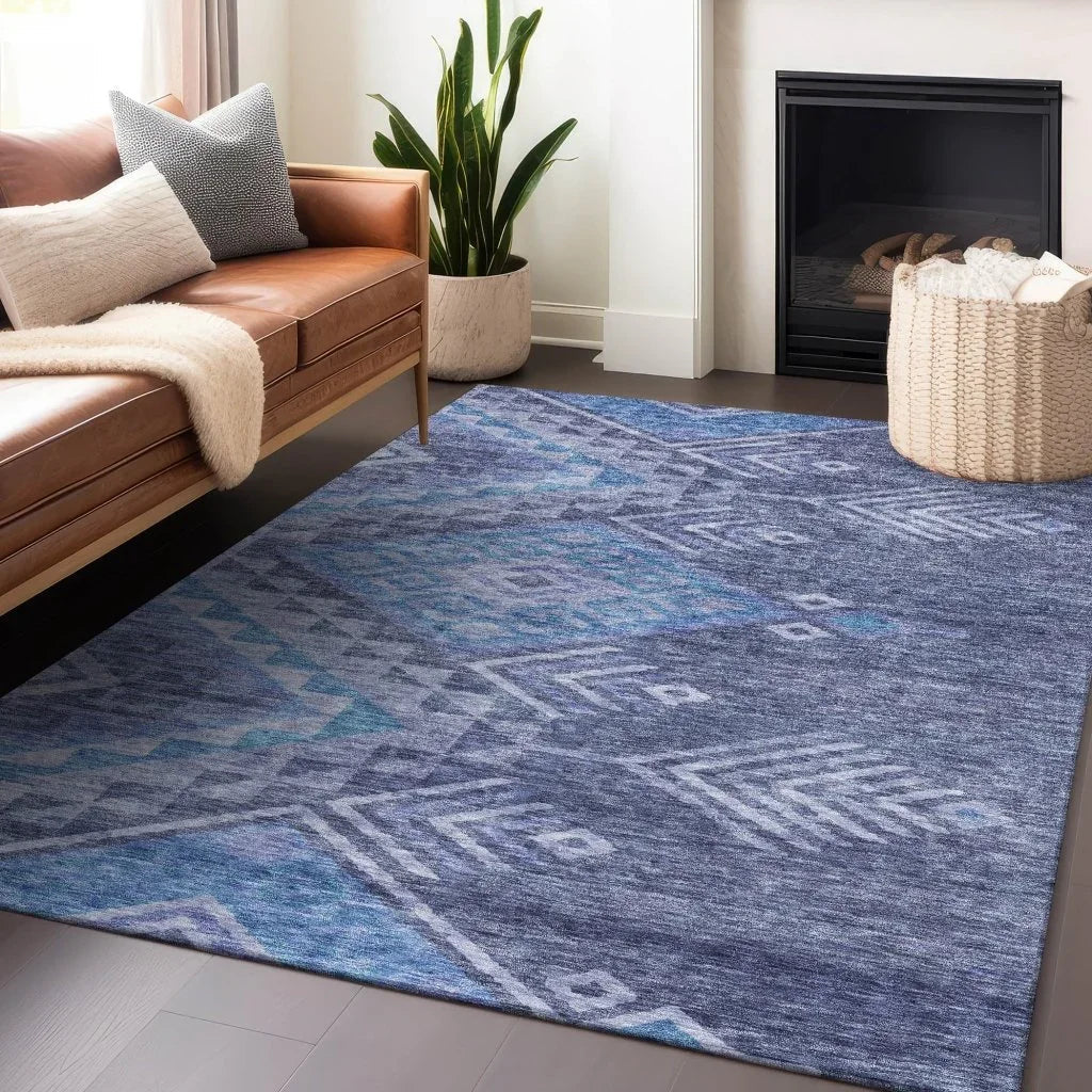 Harmony Blue Washable Indoor-Outdoor Rug-Outdoor Rugs-LOOMLAN Rugs-LOOMLAN