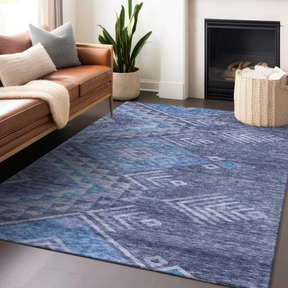 Harmony Blue Washable Indoor-Outdoor Rug-Outdoor Rugs-LOOMLAN Rugs-LOOMLAN