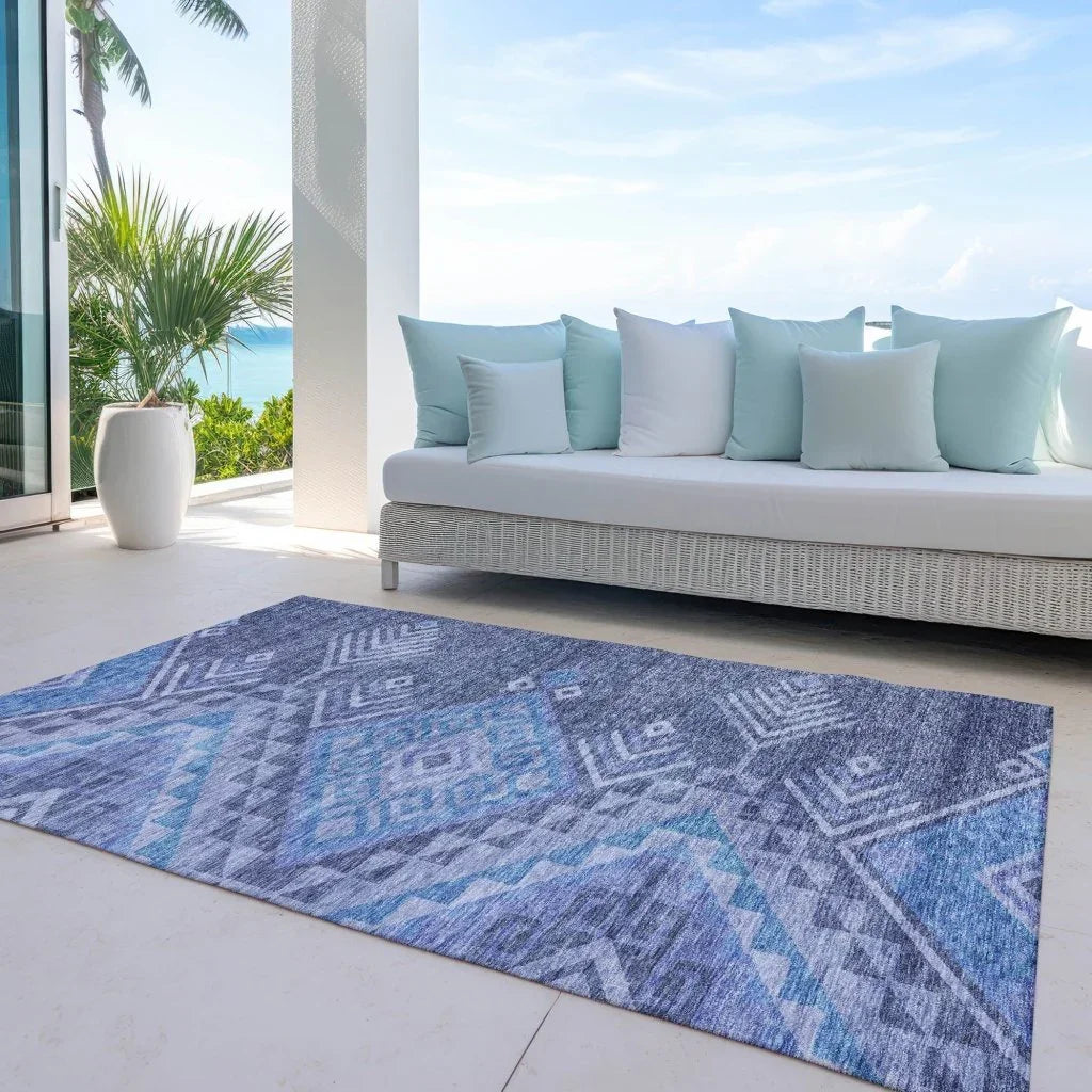 Harmony Blue Washable Indoor-Outdoor Rug-Outdoor Rugs-LOOMLAN Rugs-LOOMLAN