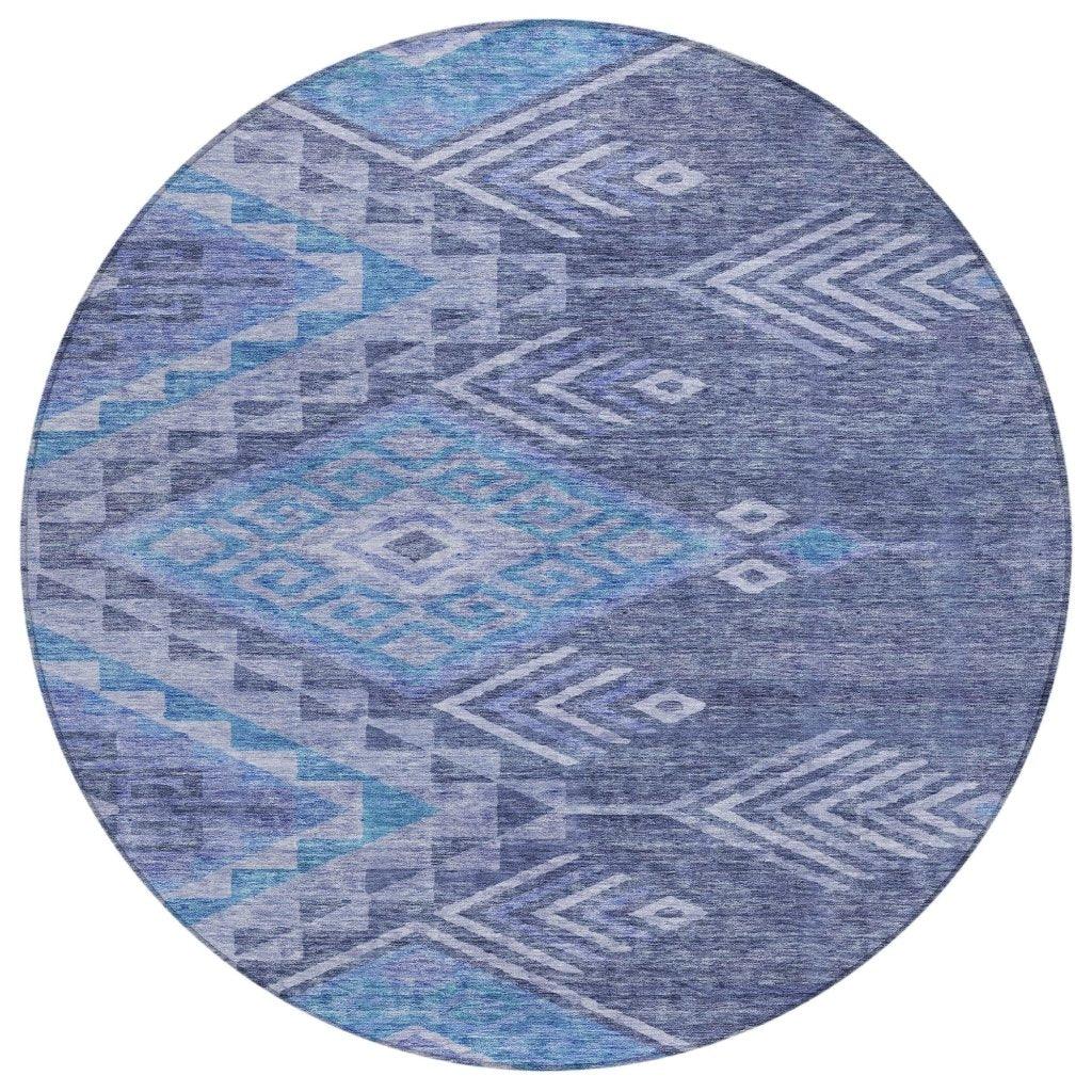 Harmony Blue Washable Indoor-Outdoor Rug-Outdoor Rugs-LOOMLAN Rugs-8' x 8'-LOOMLAN