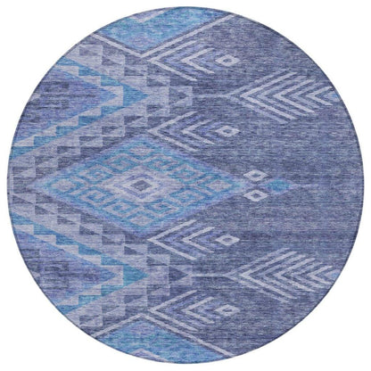 Harmony Blue Washable Indoor-Outdoor Rug-Outdoor Rugs-LOOMLAN Rugs-8' x 8'-LOOMLAN